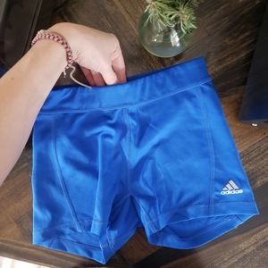 Blue High Waisted Adidas Workout Shorts Climalite